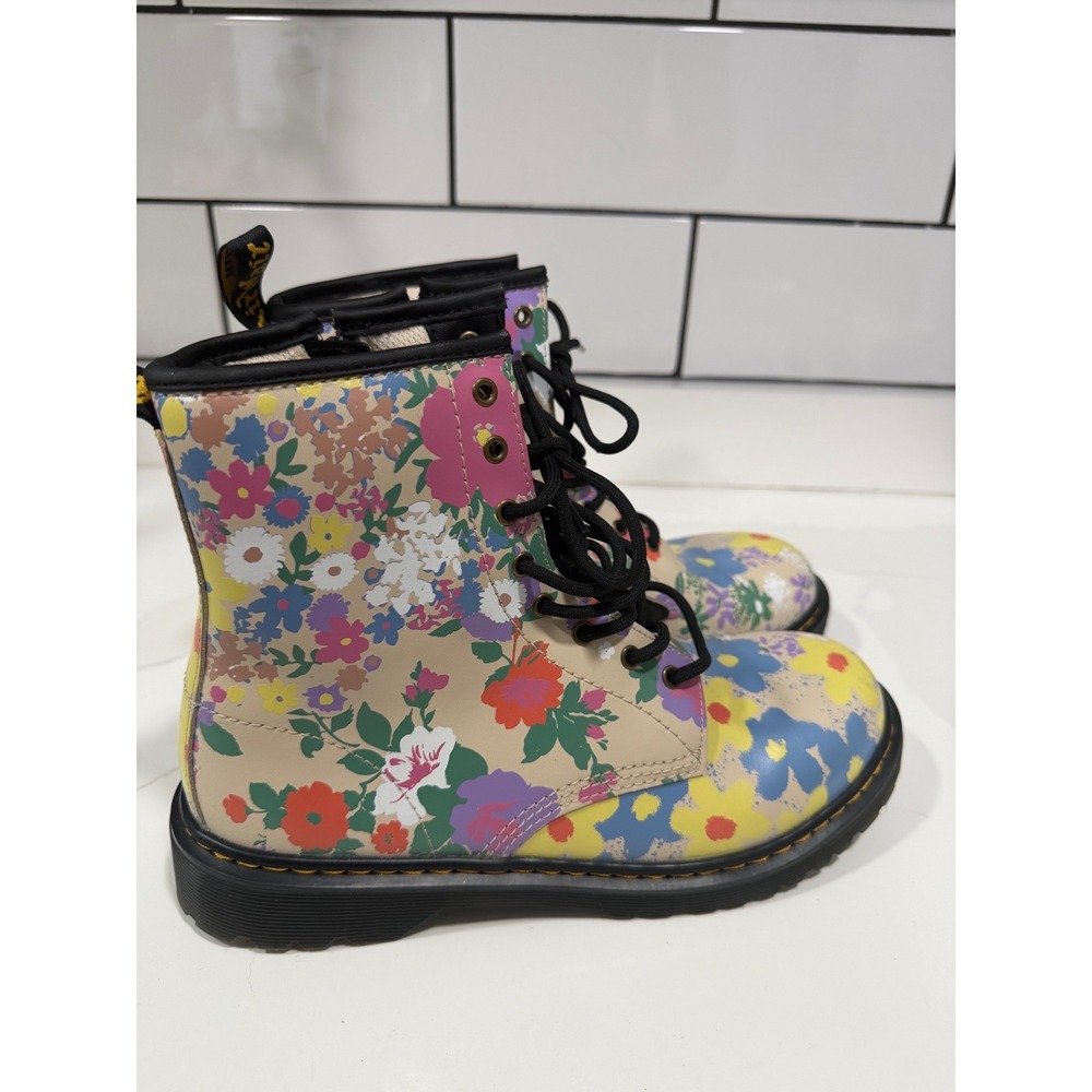 Dr. Martens 1460 Y Floral Combat Boots Kids Size 6M 7L EU 38 Multi Color Zip - Picture 3 of 9